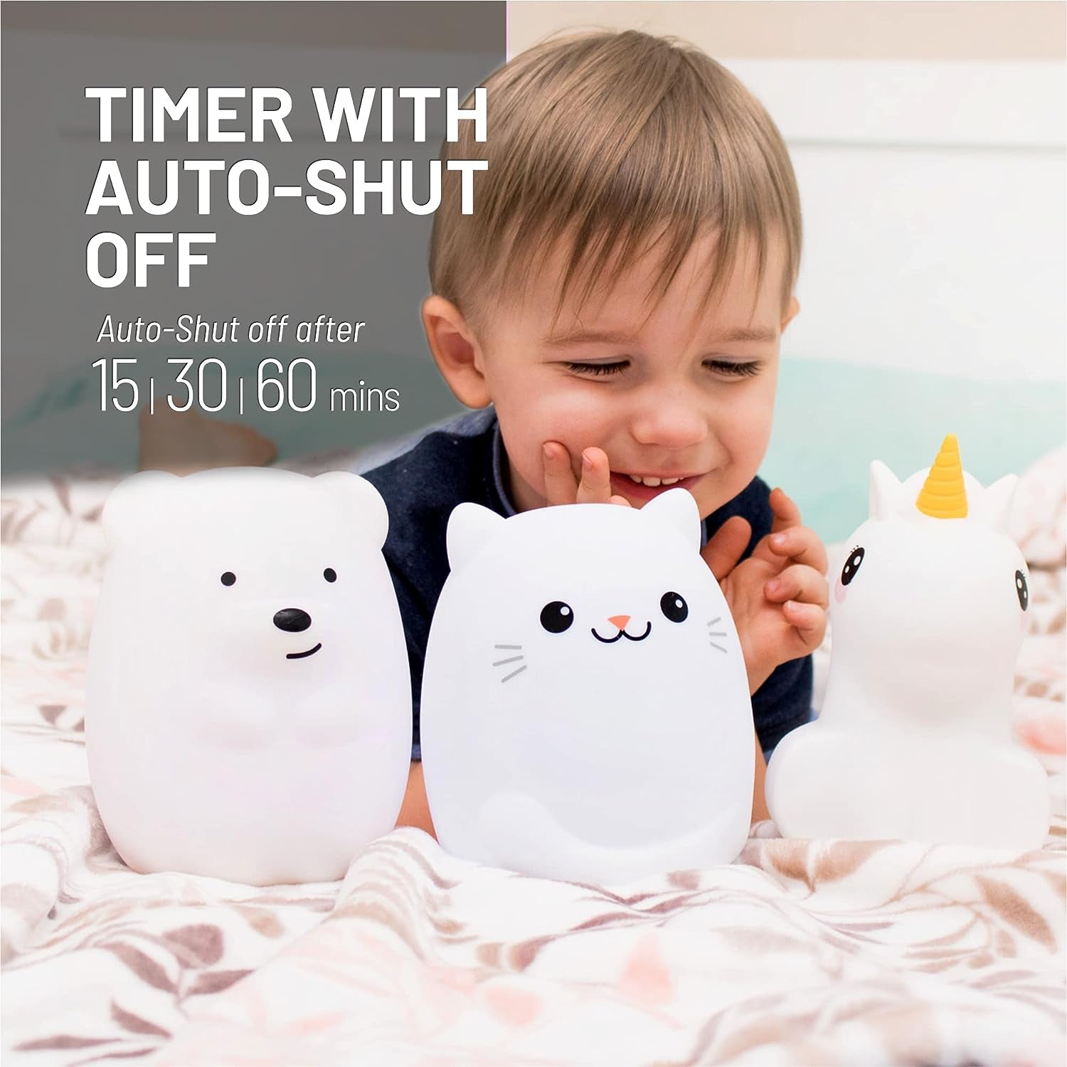 Remote Control Silicone Night Light for Kids - Bear Design with 9 Soft Colors & Sleep Timer - Rechargeable, Battery-Operated Lamp for Bedroom | Baby Nursery, Toddler, Girls, Boys